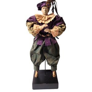 Department 56 Paper Mache Jester Vintage 23'' Green and Purple